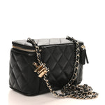 Lambskin Quilted Small CC Vanity Case Black
