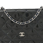 Patent Quilted Wallet On Chain WOC Navy Blue