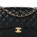 Caviar Quilted Medium Double Flap Black