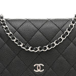 Caviar Quilted Wallet on Chain WOC Black