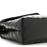 Calfskin Y Quilted Monogram Monochrome Small Loulou Chain Satchel Black