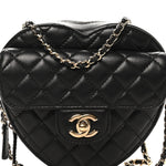 Lambskin Quilted CC In Love Heart Bag Black