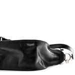 Natural Shiny Calfskin Small Marcie Satchel Black