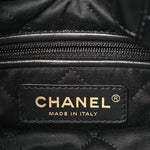 Shiny Calfskin Quilted Chanel 22 Backpack Black