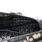 Oblique Embroidered Saddle Bag Blue