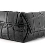Calfskin Crocodile Embossed Logo Shopping Phone Holder Bag Black