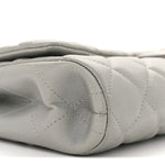Metallic Lambskin Quilted Clutch With Chain Flap Silver