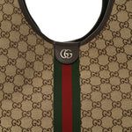 GG Monogram Web Large Giglio Tote Beige Brown