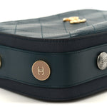 Calfskin Grosgrain Stitched Button Up Camera Case Green