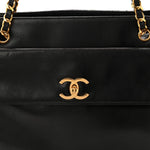 Lambskin CC Flap Shopping Tote Black