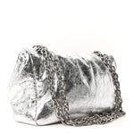 Metallized Arena Calfskin Medium Monaco Chain Shoulder Bag Silver
