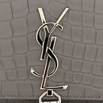Calfskin Crocodile Embossed Kate Monogram Tassel Chain Wallet Fog