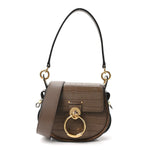 Calfskin Crocodile Embossed Small Tess Bag Army Green
