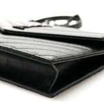 Grain De Poudre Matelasse Chevron Monogram Monochrome Envelope Chain Wallet Black