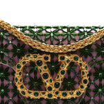 Fabric Crystal Embroidered Vlogo Small Loco Shoulder Bag Multicolor