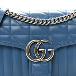 Calfskin Matelasse Aria Small GG Marmont Shoulder Bag  Clear Blue