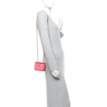 Lambskin Quilted Pearl Crush Mini Vanity Case With Chain Dark Pink
