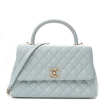 Caviar Quilted Small Coco Handle Flap Light Blue