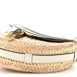 Raffia Small Grain Calfskin Small Marcie Basket Crossbody White