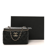 Lambskin Quilted Small CC Vanity Case Black