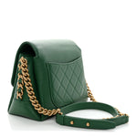 Calfskin Quilted Chain Flap Green
