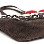 Suede Raffia Woven Studded Embroidered Cherryfic Mini Nellcote Shopping Tote Brown Multicolor