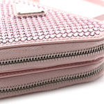 Satin Crystal Mini Triangle Crossbody Pouch Alabastro