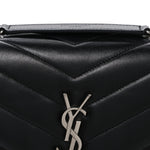 Calfskin Y Quilted Monogram Small Loulou Chain Satchel Black