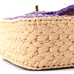 Raffia Chain Venice Beach Mini Flap Bag Beige Purple