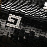 Sequin Lizard Embossed GG Mini Bamboo 1947 Top Handle Chain Bag Black White