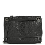 Crinkled Calfskin Matelasse Monogram Medium Niki Chain Satchel Storm