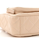 Shiny Crumpled Lambskin Quilted Small Preppy Pocket Clutch With Chain Beige