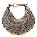 Wool Nappa Micro Houndstooth Nano Fendigraphy Hobo Charm Beige Moro