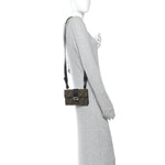 Recycled Fabric Jacquard Vitello Grace FF 1974 Baguette Belt Pouch Tobacco Moro Black