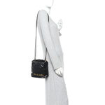 Shiny Calfskin Quilted Pearl CC Chain Mini Chanel 22 Black
