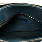 Calfskin Grosgrain Stitched Button Up Camera Case Green