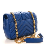 Sheepskin Matelasse Chevron Monogram Classic Baby Chain Bag Blue Majorelle