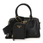 Saffiano Lux Mini Boston Crossbody Bag Black