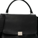 Drummed Calfskin Suede Medium Trapeze Black