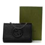 Sakai Be Green Calfskin Diagonal Stitched Blondie Wallet on Chain Black
