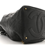 Caviar Quilted Drawstring Backpack Black
