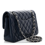 Caviar Quilted Small Double Flap Blue