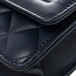 Lambskin Quilted Hold The Line Wallet On Chain WOC Dark Blue