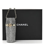 Metal Resin Lambskin Crystal Lipstick Case Long Necklace On Chain Silver Black Gold