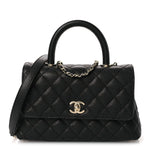Caviar Quilted Mini Coco Handle Flap Black