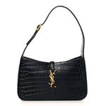 Calfskin Crocodile Embossed Le 5 A 7 Hobo Black