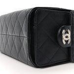 Metallic Caviar Quilted Mini Chanel 25 Handbag Dark Blue