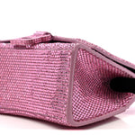 Strass Suede Hourglass Top Handle Bag XS Pink