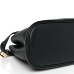 Soft Grain Calfskin Small Double Belt Tote Black