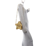 Metallic Lambskin Quilted Walk Of Fame Star Bag Gold